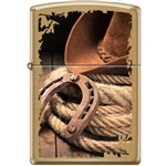 Zippo Lighter - Hat Horseshoe Rope Brushed Brass - 853935