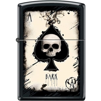 Zippo Lighter - Dark Ace Skull Black Matte - 853938
