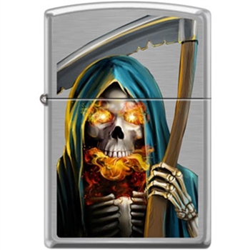 Zippo Lighter - Grim Reaper Brushed Chrome - 853944