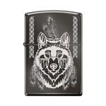 Zippo Lighter - Indian Wolf Black Ice - 854024