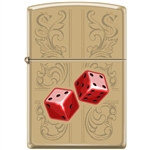 Zippo Lighter - Dazzling Dice In Red High Polish Brass - 854034