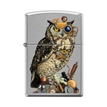 Zippo Lighter - Steampunk Owl Brushed Chrome - 854064