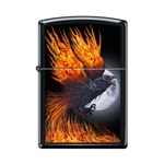 Zippo Lighter - Flaming Raven Black Matte - 854065