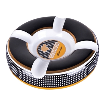 Cohiba Circle Ceramic Ashtray 4 Cigar Holder - Black