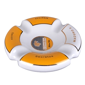 Cohiba Circle Ceramic Ashtray 4 Cigar Holder - White