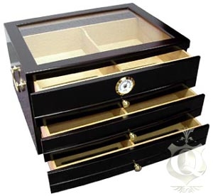 Humidor - Palermo Medium 3 Drawer Mahogany - HUM-3DR