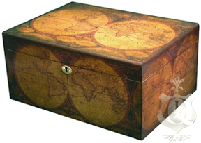 Humidor - Medium Antique Distressed Walnut - HUM-OLD WORLD