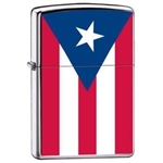Zippo Lighter - Puerto Rico Puertorican Flag Satin Chrome - ZCI007966