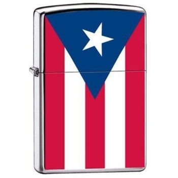 Zippo Lighter - Puerto Rico Puertorican Flag Satin Chrome - ZCI007966