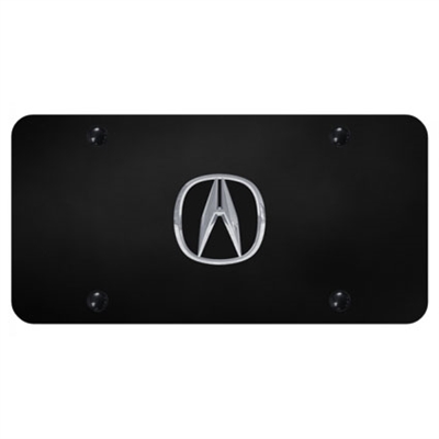 Acura Black License Plate - Chrome Logo