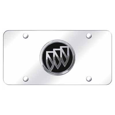 Buick License Plate - Chrome / Black Logo