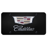 Cadillac Dual Logo Chrome on Black License Plate