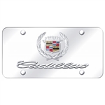 Cadillac License Plate with Wreath and Crest Logo with Cadillac Script