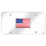 Chrome License Plate - US Flag