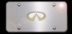 Infiniti Chrome License Plate with Gold Infiniti Logo