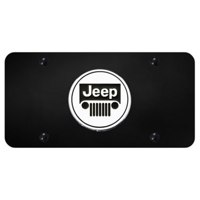 Jeep Logo License Plate - Black and Chrome