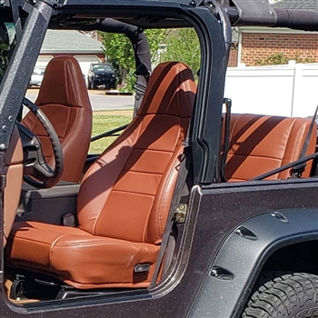 Jeep Wrangler Katzkin Leather Seat Upholstery, 1997, 1998, 1999, 2000, 2001, 2002 (with one seat release pull strap)
