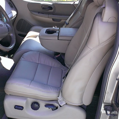 Ford F150 Super Cab Katzkin Leather Seat Upholstery, 2001 (LB 3 passenger front seat, open back)