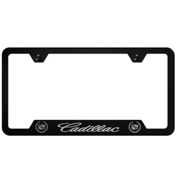 Cadillac Script Laser Etched Black License Plate Frame