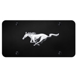 Ford Mustang Logo License Plate - Black and Chrome