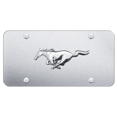 Mustang Horse Chrome on Brushed Stainless Plate