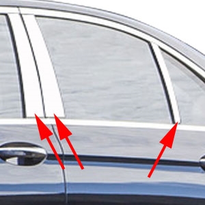 Mercedes Benz E Class Sedan Chrome Pillar Post Trim, 2017, 2018, 2019, 2020, 2021, 2022, 2023