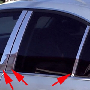 BMW 3-Series Sedan Chrome Pillar Post Trim, 2006, 2007, 2008, 2009, 2010, 2011, 2012