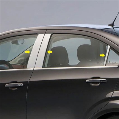 Chevrolet Sonic Chrome Pillar Post Trim, 6pc 2012, 2013, 2014, 2015, 2016, 2017, 2018, 2019, 2020