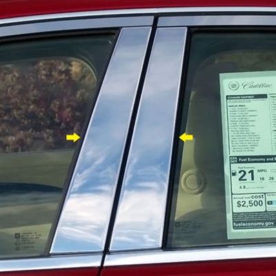 Cadillac CTS Sedan Chrome 'Short' Pillar Post Trim, 4pc short, 2014, 2015, 2016, 2017, 2018, 2019