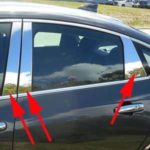 Chevrolet Malibu Chrome Pillar Post Trim, 2016, 2017, 2018, 2019, 2020, 2021, 2022, 2023