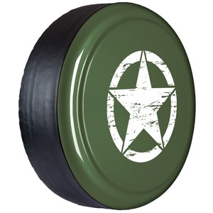 Jeep Wrangler Color Matched with Distressed Star Hard-Rigid Tire Cover for 2007, 2008, 2009, 2010, 2011, 2012, 2013, 2014, 2015, 2016, 2017