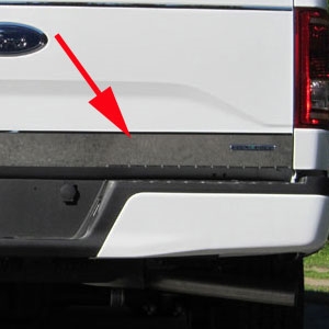 Ford F150 Chrome Lower Tailgate (lower half) Accent Trim with Emblem cut-out, 2015, 2016, 2017
