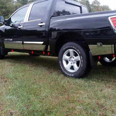 Nissan Titan Crew Cab Rocker Panel Set (with rear cargo box), 13pc 2004, 2005, 2006, 2007, 2008, 2009, 2010, 2011, 2012, 2013, 2014