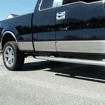 Ford F150 Chrome Rocker Panel Trim Set, 2004 - 2014, SUPER CAB 5.5’ no flrs 10p-7.25-7.5”-L