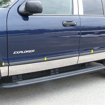 Ford Explorer Chrome Rocker Panel Trim (fits without factory fender flares), 2002, 2003, 2004, 2005, 2006, 2007, 2008, 2009, 2010