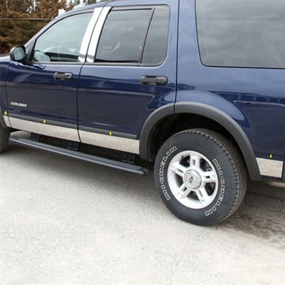 Ford Explorer Chrome Rocker Panel Trim (fits with factory fender flares), 2006, 2007, 2008, 2009, 2010