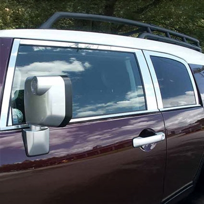 Toyota FJ Cruiser Chrome Window Trim Package, 18pc Set, 2007, 2008, 2009, 2010, 2011, 2012, 2013, 2014