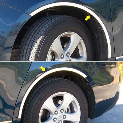 Toyota Sienna Chrome Fender Well Trim, 4pc  2011, 2012, 2013, 2014, 2015, 2016, 2017, 2018, 2019, 2020