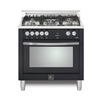 Lofra CURVA 36 Inch Range Freestanding Dual Fuel Oven 5 Brass Burners, 9 Cooking Modes,Convection Matte Black