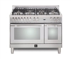 Lofra CURVA 48 Inch Range Freestanding Dual Fuel Oven 7 Brass Burners, 9 Cooking Modes,Convection Stainless Steel