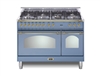 Lofra Dolcevita 48 Inch Range Freestanding Dual Fuel Range Double Oven 7 Brass Burners, Convection Lavender Brass Trim