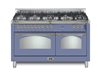 Lofra Dolcevita 60 Inch Range Freestanding Dual Fuel Range Double Oven 8 Brass Burners, Convection Lavender Brass Trim