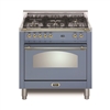 Lofra Dolcevita 30 Inch Range Freestanding Dual Fuel Range Oven 5 Brass Burners, Convection lavender Brass Trim