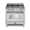 Lofra Dolcevita 36 Inch Range Freestanding Dual Fuel Range  Oven 5 Brass Burners, Convection Stainless Steel Chrome Trim