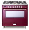 Verona Designer Series VDFSGE365BU 5.0 Cu. Ft 36 inch Dual Fuel Range Oven 2 Convection Fans 5 Sealed Brass Burners Burgundy