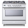 Verona Designer Series VDFSGE365W 5.0 Cu. Ft 36 inch Dual Fuel Range Oven 2 Convection Fans 5 Sealed Brass Burners White