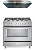 Verona Designer Series 36" All Gas Range Oven With Hood Package Stainless Steel