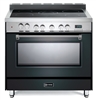 Verona Prestige Series VPFSEE365E 36 Inch Freestanding All Electric Range Oven 4 cu. ft. Convection, Black Ceramic Glass Cooktop Chrome Knobs and Handle Matte Black