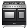 Verona Prestige Series VPFSGE365DE 36" Dual Fuel Range Convection Double Oven Matte Black