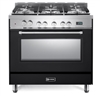 Verona Prestige Series VPFSGE365E 36" Dual Fuel Range Convection Oven Matte Black